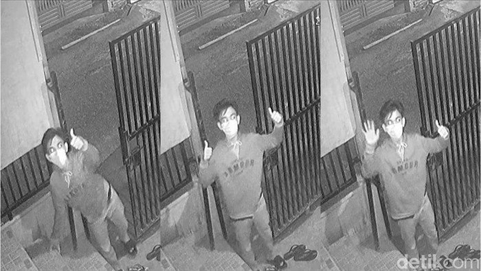 Maling motor di Bengkulu acungkan jempol dan dadah-dadah ke CCTV.