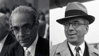 Karakter Robert Downey Jr., Lewis Strauss, adalah Ketua Komisi Energi Atom, yang membantu mengawasi perkembangan energi atom. Karena Strauss mendukung gagasan bom hidrogen dan Oppenheimer menentangnya, keduanya sering bentrok. Strauss adalah tokoh berpengaruh dalam dengar pendapat Oppenheimer tahun 1954, penyelidikan yang dilakukan untuk menentukan kesetiaan fisikawan tersebut pada pemerintah AS. Strauss melihat Oppenheimer sebagai ancaman. Foto: PSugar