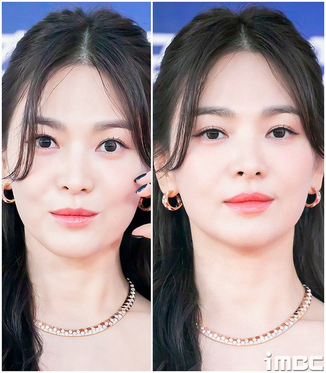 Saat hadir di Blue Dragon Awards, Hye Kyo memakai perhiasan Chaumet dengan jumlah berlian mencapai 102. Total perhiasan yang dikenakan Song Hye Kyo nilainya mencapai 150 juta Won atau sekitar Rp 1,8 miliar. Foto: Dok. imbc, sportschosun, Instagram Song Hye Kyo