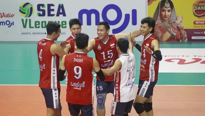 Timnas Voli Indonesia menang 3-0 atas Filipina di SEA V League di GOR Candradimuka Padepokan Voli Jenderal Polisi Kunarto, Sentul, Bogor, Jumat (21/7/2023)