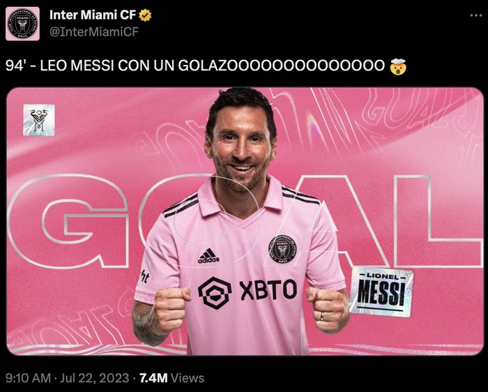 Meme Lionel Messi cetak gol di laga debut