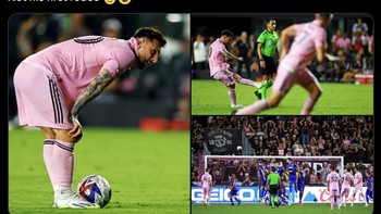 Detik-detik gawang Cruz Azul pun dibobol Messi, di menit-menit akhir pula. Foto: Twitter