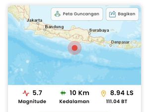 Gempa M 5.7 Guncang Pacitan