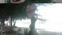 Banjir rob yang berasal dari air laut ini menarik pasir dari permukaan. Perbedaan terlihat jelas pada patung dan hiasan yang ada di Pantai Bintang. Pasir yang mengelilingi ornamen pada 2018, kini terseret ke dasar laut. (Foto: Deli/Dok. Pribadi; Nikita Rosa/detikedu)
