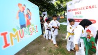 Pada peringatan Hari Anak Nasional yang ke-39 tersebut Kementerian Pemberdayaan Perempuan dan Perlindungan Anak mengusung tema anak terlindungi, Indonesia maju. ANTARA FOTO/Irwansyah Putra