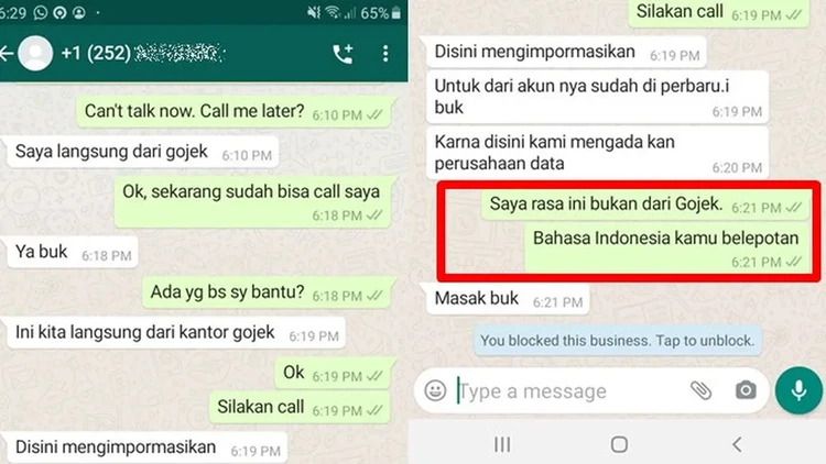 Masih banyak saja chat yang dijadikan modus penipuan. Banyak yang termakan, tapi tidak sedikit juga yang mulai sadar.