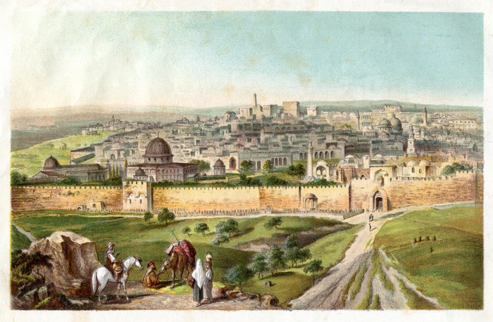 Steel engraving Jerusalem seen from Mount of Olives
Original edition from my own archives
Source : 