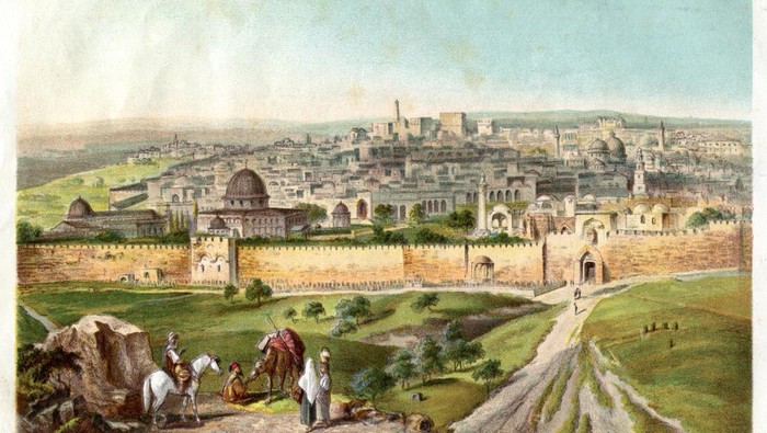 Steel engraving Jerusalem seen from Mount of Olives
Original edition from my own archives
Source : 
