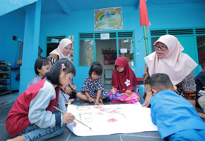 Sebanyak 25 PAUD di Kota Bogor, Jawa Barat, dicat ulang. Pengecatan itu dalam rangka memperingati Hari Anak Nasional 2023.