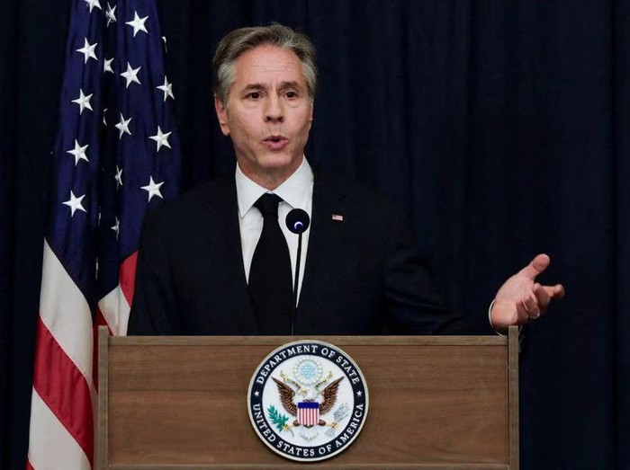 U.S. Secretary of State Antony Blinken speaks during a press conference in Jakarta, Indonesia, July 14, 2023. REUTERS/Ajeng Dinar Ulfiana//File Photo