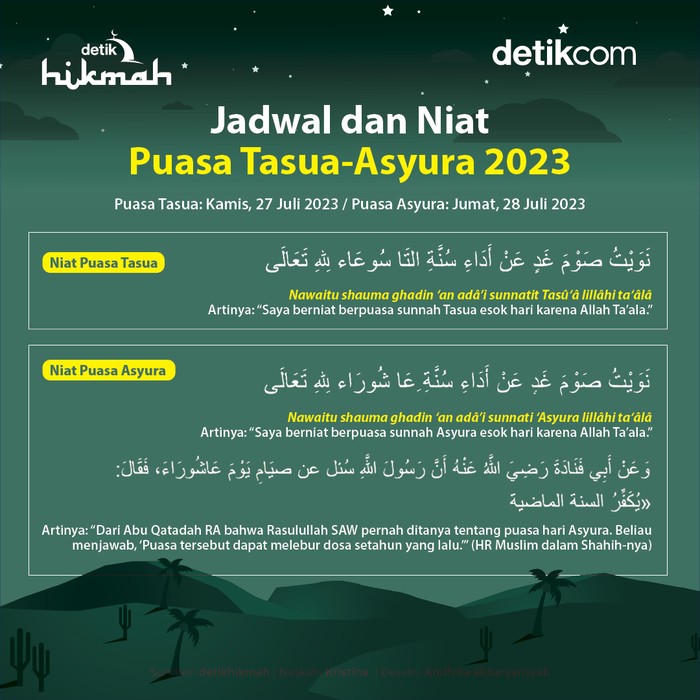 Infografis jadwal dan niat puasa Tasua-Asyura 2023