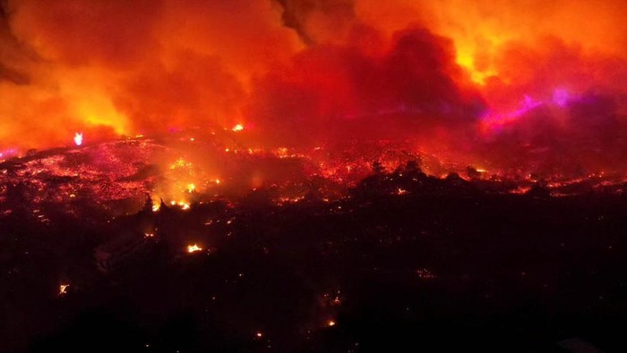 Kebakaran hutan melanda Pulau Rhodes, Yunani, selama sepekan hari terakhir. Selain menghanguskan hutan, kebakaran itu juga mengakibatkan sejumlah hewan mati, Minggu (23/7/2023) waktu setempat.