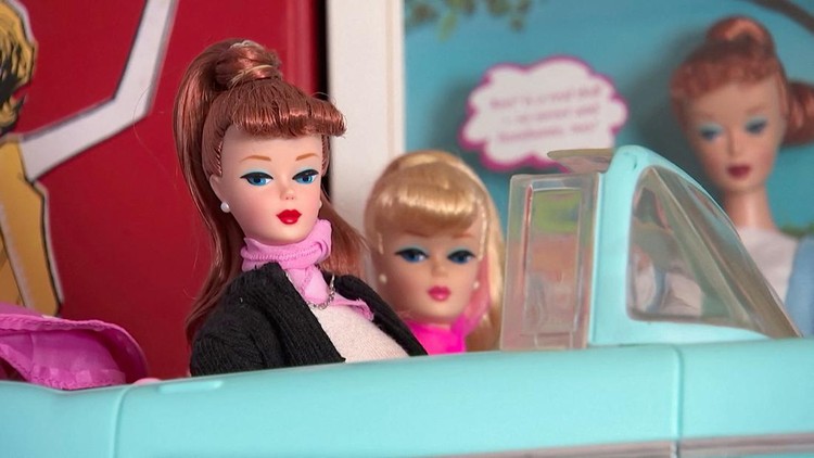 A screen grab shows Matthew Keith speaking in front of his collection of Barbies during an interview with Reuters in Los Angeles, California, U.S., July 21, 2023. REUTERS TV/via REUTERS