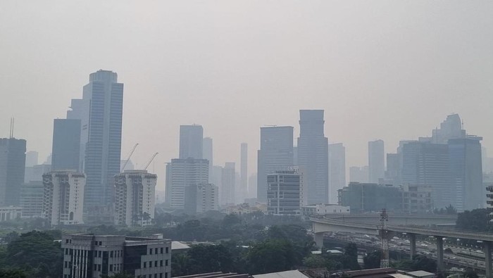 Kondisi Jakarta pada pukul 14.00 WIB, Selasa (25/7/2023)-(Haris/detikcom)