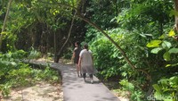 Dari dermaga, traveler harus treking sebentar untuk bisa melihat pantai ikon Phi Phi Islands. (bonauli/detikcom)