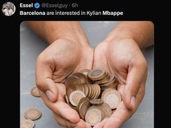 Nah, kalau meme ini meledek Barcelona yang juga ikut dikabarkan mau membeli Mbappe. Mau beli pakai uang recehan? Foto: Twitter