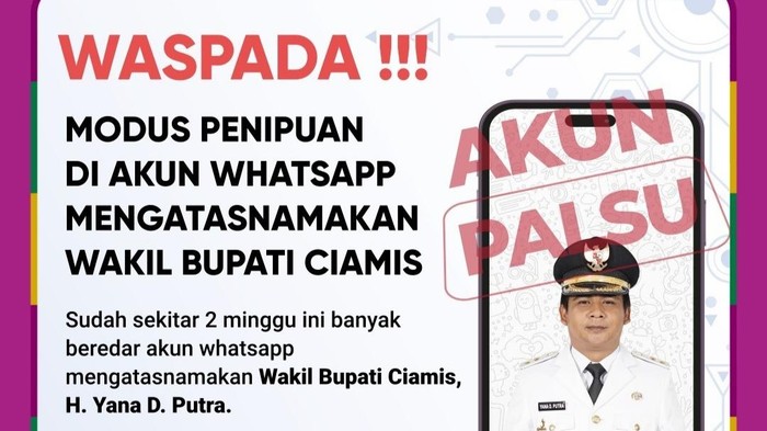 Nama Wabup Ciamis dicatut untuk menipu warga.