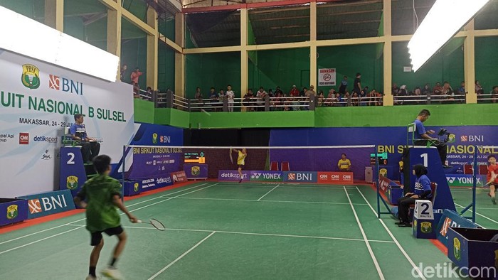Pertandingan BNI Sirnas B Sulsel 2023 di GOR Sungguminasa, Gowa.