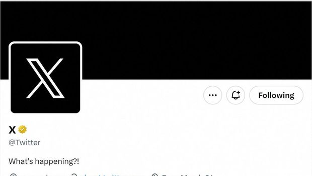 Tangkapan layar halaman resmi Twitter dengan 
