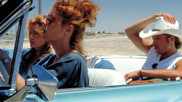 Cuplikan adegan Brad Pitt di Thelma & Louise (1991).