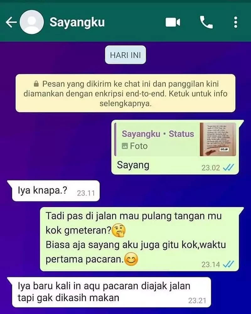 Chat pacar ngambek ini benar-benar bikin gemes sendiri ngebacanya. Kaum jomblo nggak akan ngerti rasanya, hihi.