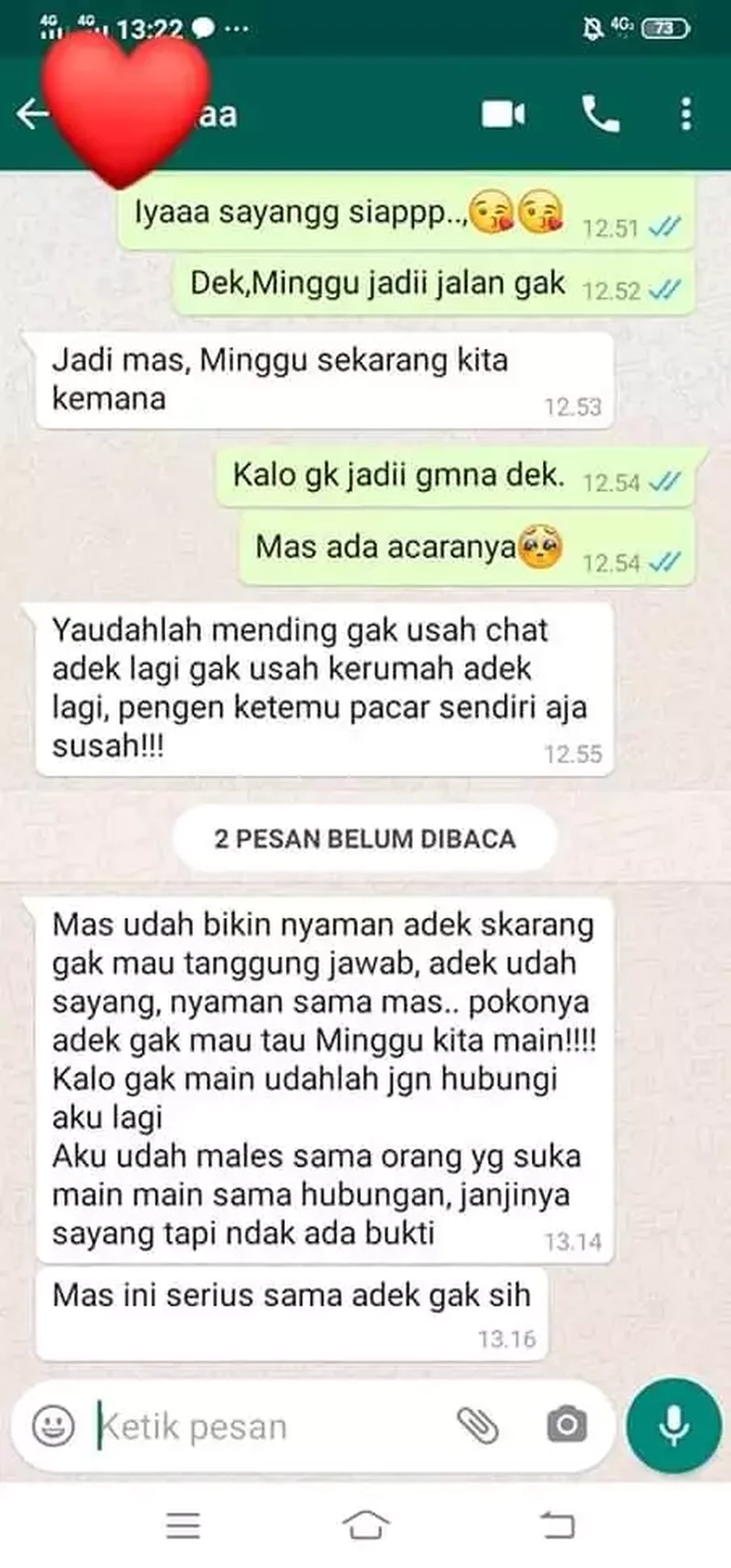 Chat pacar ngambek ini benar-benar bikin gemes sendiri ngebacanya. Kaum jomblo nggak akan ngerti rasanya, hihi.