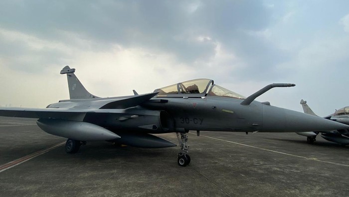 Jet tempur Dassault Rafale di Lanud Halim Perdanakusuma, Cililitan, Jakarta Timur (Jaktim).