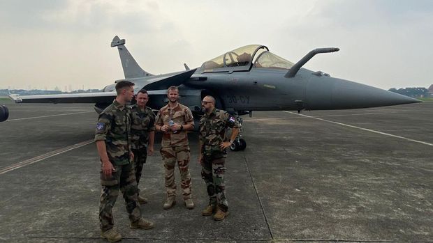 Jet tempur Dassault Rafale di Lanud Halim Perdanakusuma, Cililitan, Jakarta Timur (Jaktim).
