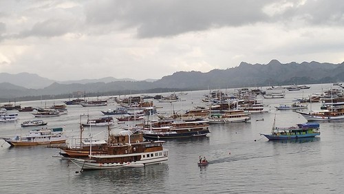 Kawasan maritim di Labuan Bajo yang dipenuhi kapal pinisi beberapa waktu lalu. (Ambrosius Ardin)