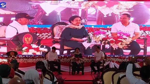 Megawati Soekarnoputri saat meresmikan Kebun Raya Mangrove di Surabaya (Rumondang-detikcom)
