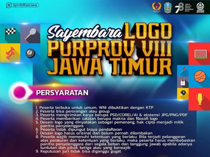 Ada sayembara logo Porprov VIII Jawa Timur Tahun 2023 nih Rek. Total hadiahnya mencapai Rp 20 juta.