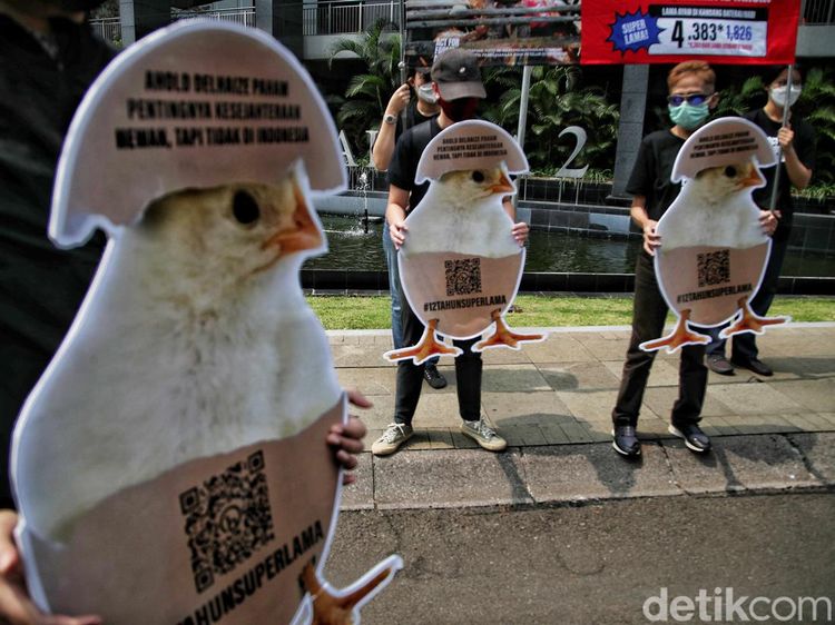 Aksi Menolak Peternakan Ayam Bebas Kandang Baterai