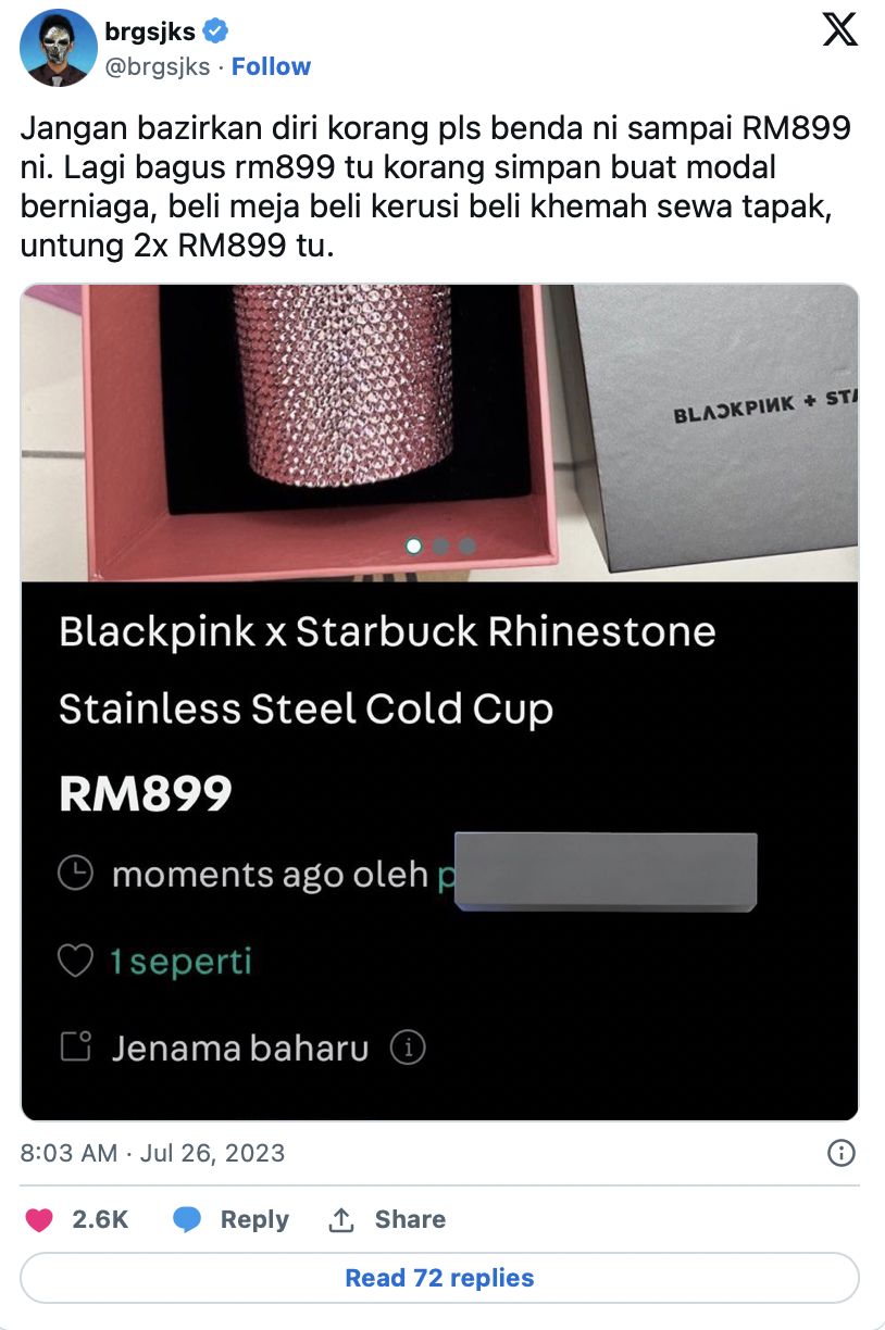 Gokil! Tumbler Starbucks BLACKPINK Dijual Sampai Rp 5 Juta di Situs Online