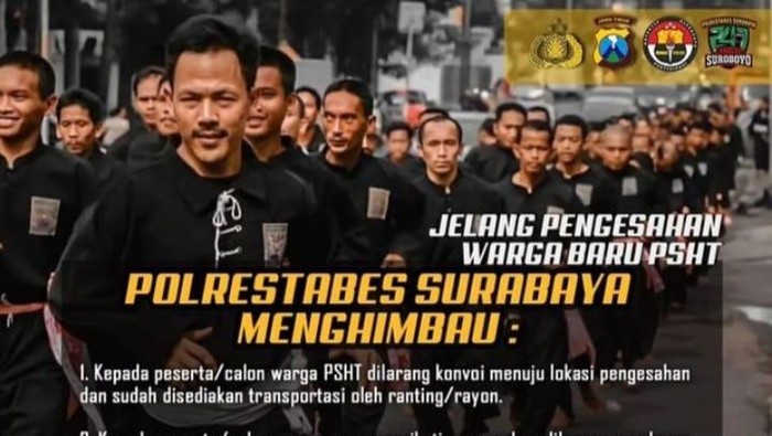 Imbauan Polrestabes Surabaya jelang Pengesahan Warga Baru PSHT