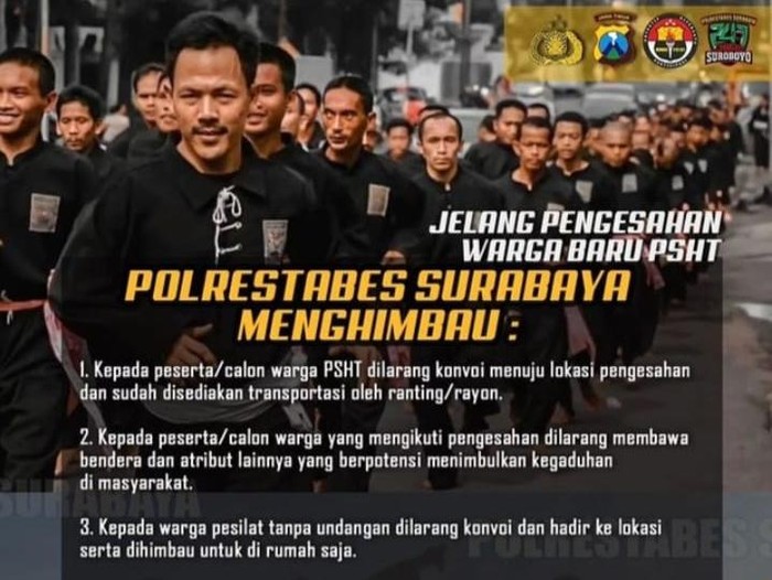 Imbauan Polrestabes Surabaya jelang Pengesahan Warga Baru PSHT