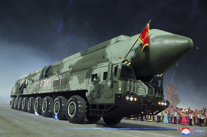 This photo provided by the North Korean government, shows what it says attack drones during a military parade to mark the 70th anniversary of the armistice that halted fighting in the 1950-53 Korean War, on Kim Il Sung Square in Pyongyang, North Korea Thursday, July 27, 2023. Independent journalists were not given access to cover the event depicted in this image distributed by the North Korean government. The content of this image is as provided and cannot be independently verified. Korean language watermark on image as provided by source reads: 