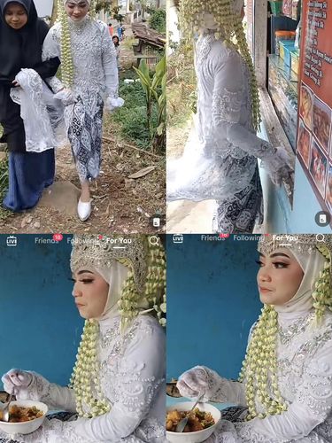 Viral Pengantin Wanita Jajan Seblak Masih Pakai Kebaya & Siger, Ini Faktanya