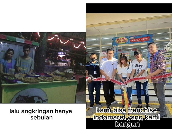 Pasangan viral di media sosial, wanita yang bernama Kia Raya dulu memceritakan dulu bekerja sebagai pegawai minimarket dan mulai berbisnis dengan pasangannya. Kini sukses bisa membeli franchise minimarket dan mempunyai banyak karyawan.