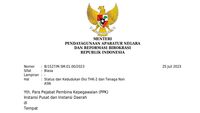 SE MenPAN-RB Perihal Status Eks THK-2 Dan Tenaga Non-ASN