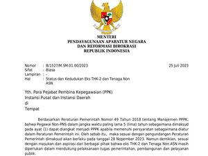 SE MenPAN-RB Perihal Status Eks THK-2 dan Tenaga Non-ASN