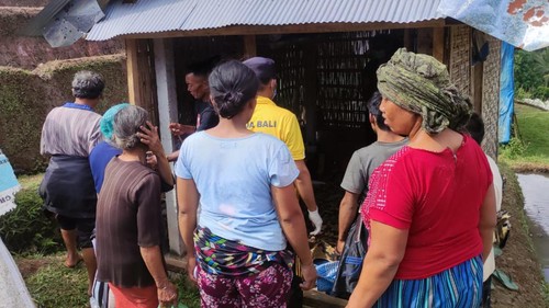 Gubuk yang menjadi lokasi meninggalnya salah seorang petani di Banjar Belantibah, Desa Belimbing, Kecamatan Pupuan, Kabupaten Tabanan, Bali, Sabtu (29/7/2023) siang.