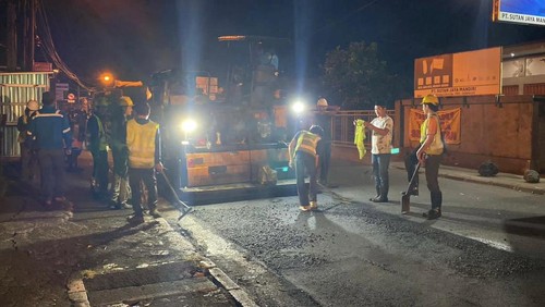 Proyek perbaikan ruas Jalan Nangka, Denpasar, Bali. (Foto: Pemerintah Kota Denpasar)