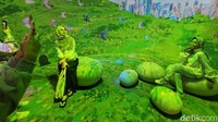 Para pengunjung berpose saat mengunjungi pameran seni Immersive Hong Kong di Gandaria City Mall, Jakarta, Sabtu (29/7/2023).