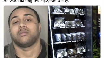 Di Detroid, seorang laki-laki di tangkap karena menjual marijuana dengan vending machine. Dia meraup uang USD 2.000 atau sekitar Rp 30,2 juta setiap harinya. Foto: mrwtffacts via Bored Panda