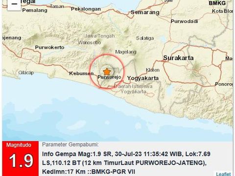 Gempa Purworejo, Minggu (30/7/2023) siang.