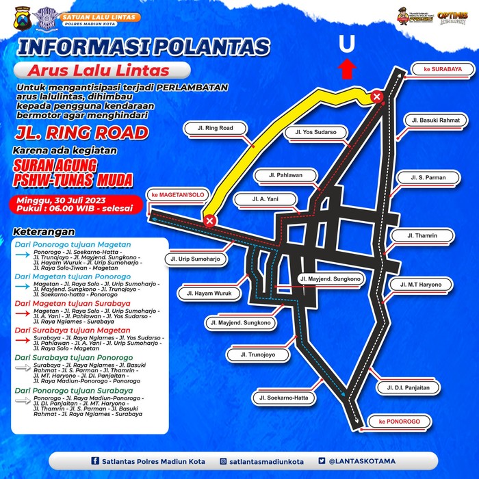 Pengamanan Suran Agung PSWH di Kota Madiun.