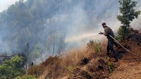Upaya pemadaman terus dilakukan agar api tidak merembet. 