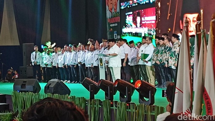 Prabowo Subianto di Milad ke-25 PBB, Minggu (30/7/2023). (Adrial Akbar/detikcom)