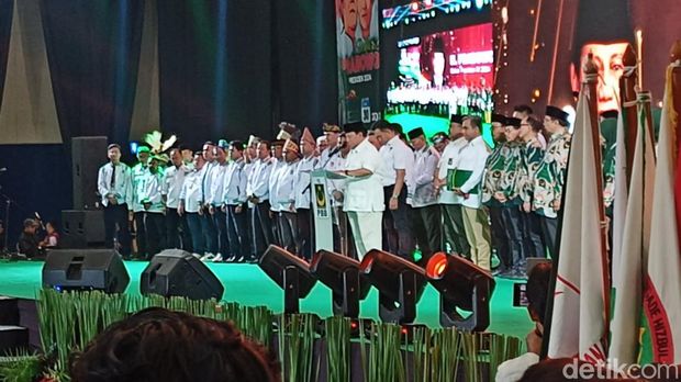 Prabowo Subianto di Milad ke-25 PBB, Minggu (30/7/2023). (Adrial Akbar/detikcom)