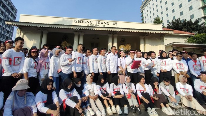 Relawan Pejuang Milenial Prabowo (PMP) mendeklarasikan dukungan ke Prabowo (Dwi R/detikcom)